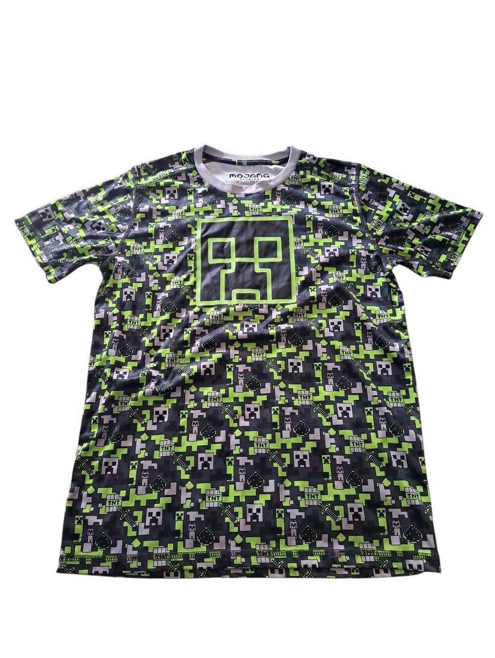 Minecraft Creeper Boy's Graphic Tee - Black & Neon Green -  Xl